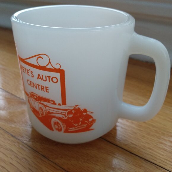 Vintage Milkglass Mug "Pete's Auto Centre" Retro Car Mechanic #1 - Picture 6 of 12